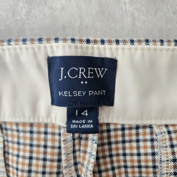J Cew Crop Flare Pants 14 Tan Gingham Plaid Heritage Career Dress Preppy Trouser - Picture 8 of 14